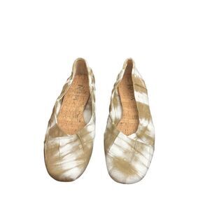 Korks Women’s Size 10  Palmer Khaki White Tie Dye Square Toe Ruched Ballet Flat